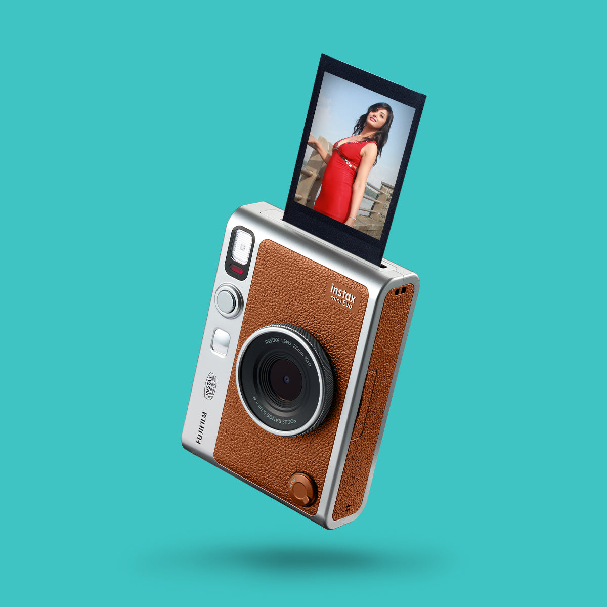 Fujifilm Instax mini Evo - Digitalkamera - kompakt med omedelbar  fotoskrivare - Bluetooth - brun